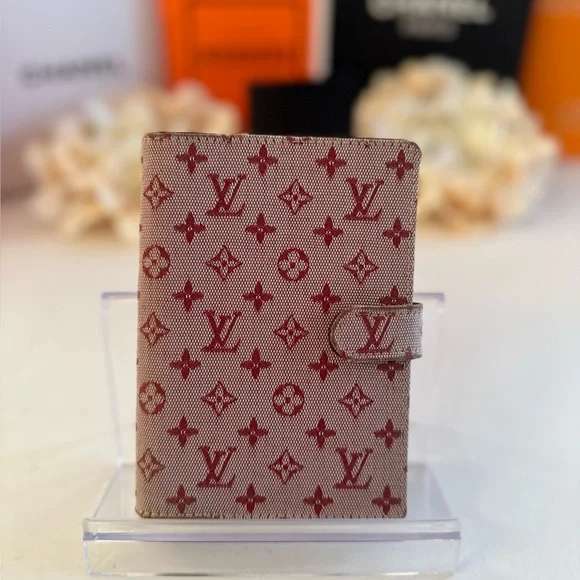 AUTH Louis Vuitton LV Diary Agenda PM Red Pink Monogram Mini Lin With Inserts! - Picture 2 of 8